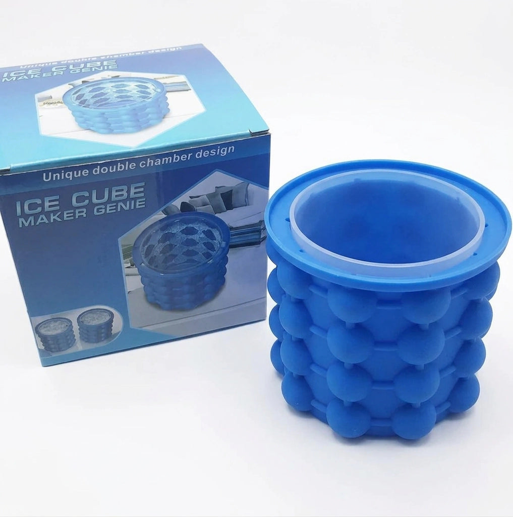 Ice Cube Maker Genie - Silicone Ice Cube Tray with Lid