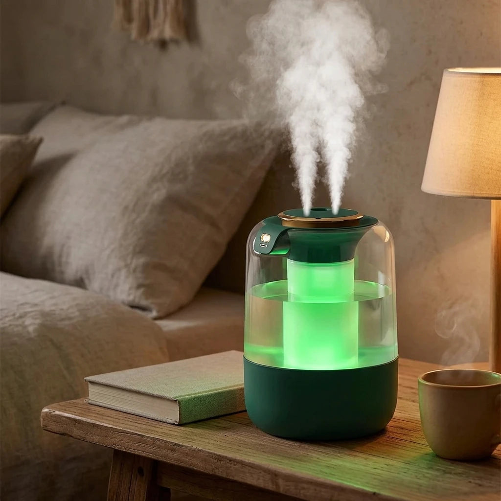 Dual Spray Humidifier – Ultrasonic Humidifier with Night Light & Heavy Fog